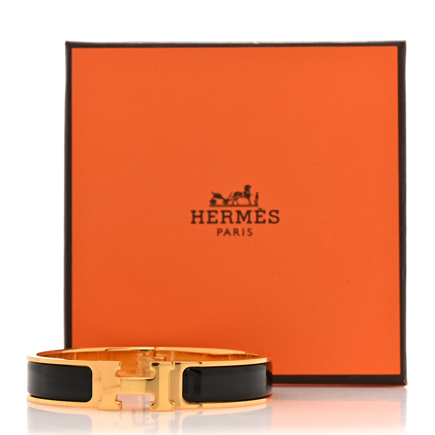 Enamel Narrow Clic Clac H Bracelet GM Black