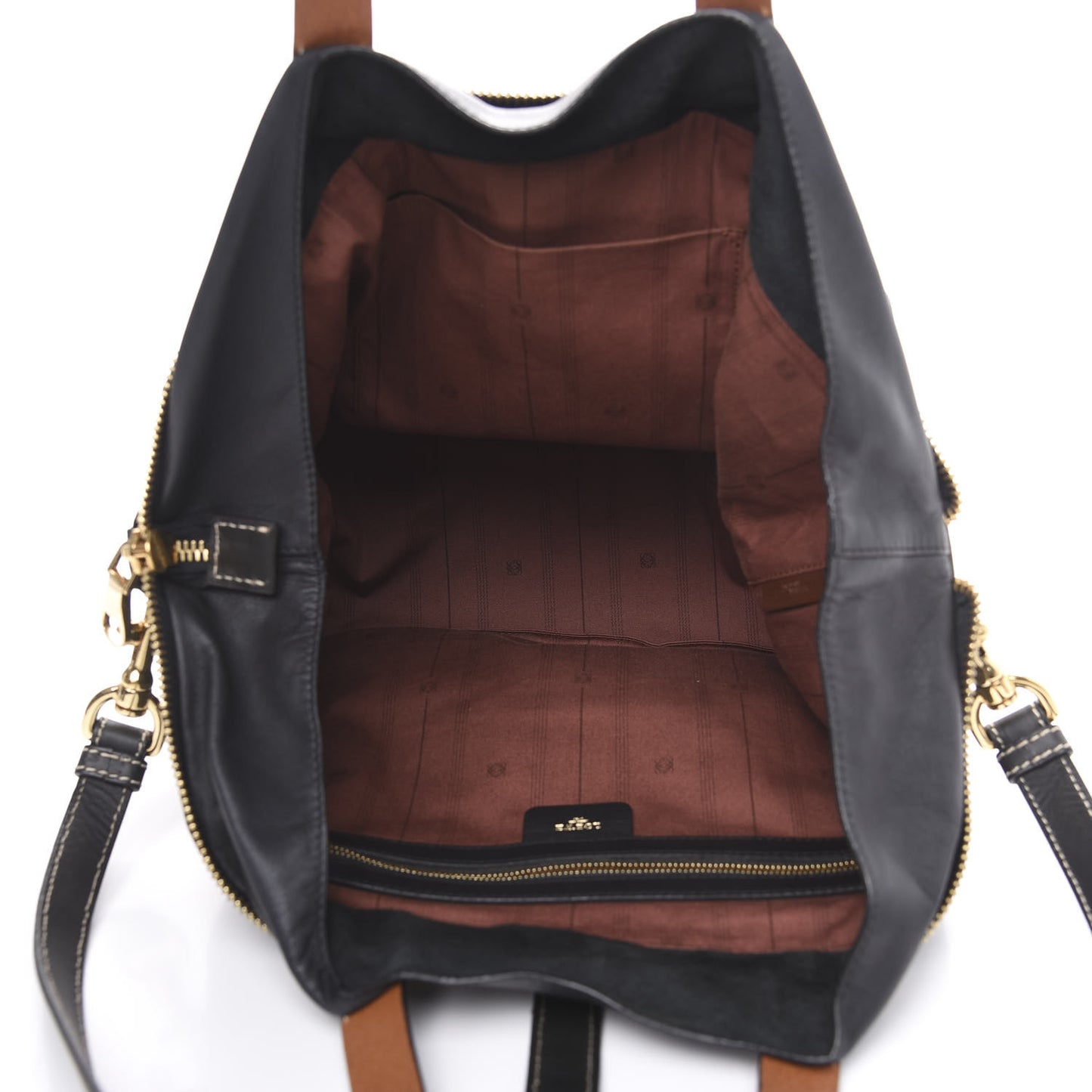 Lambskin Satchel Black Tan