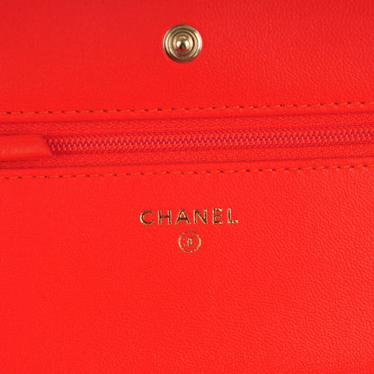 Chanel Velvet Quilted Wallet On Chain WOC Orange 6 of 8