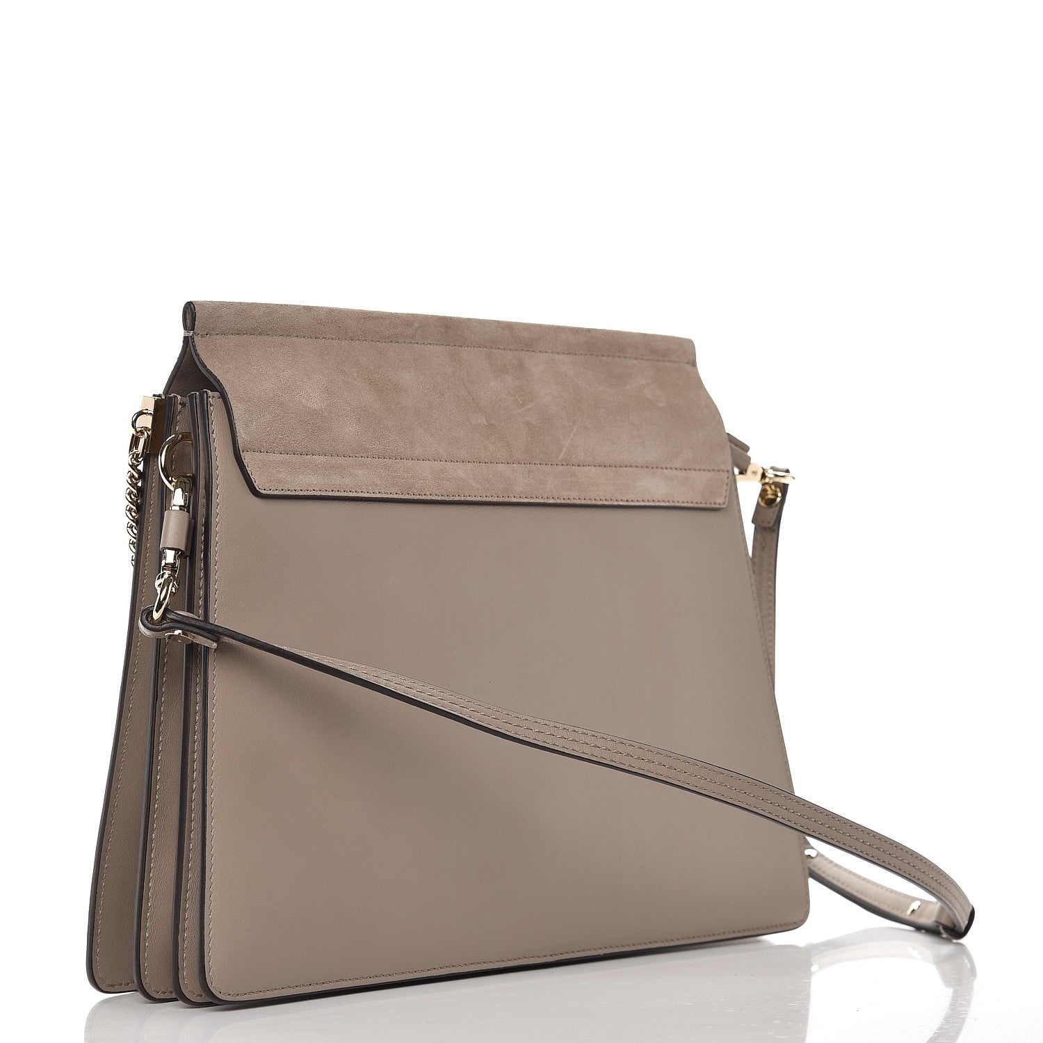 Chloe Calfskin Suede Medium Faye Shoulder Bag Motty Grey 3 of 7