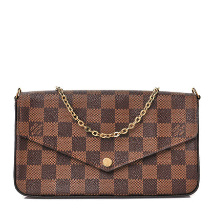 Louis Vuitton Damier Ebene Pochette Felicie Chain Wallet 2 of 9