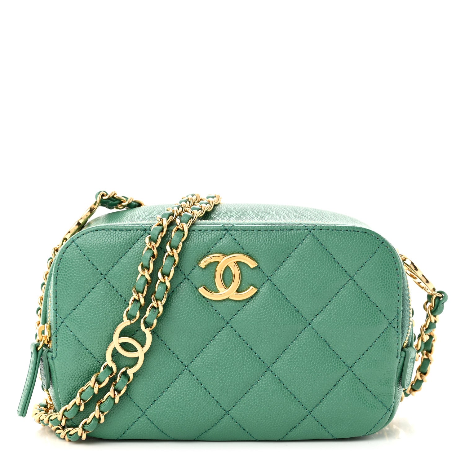 Chanel Caviar Quilted Mini CC You Camera Case Dark Green 1 of 10