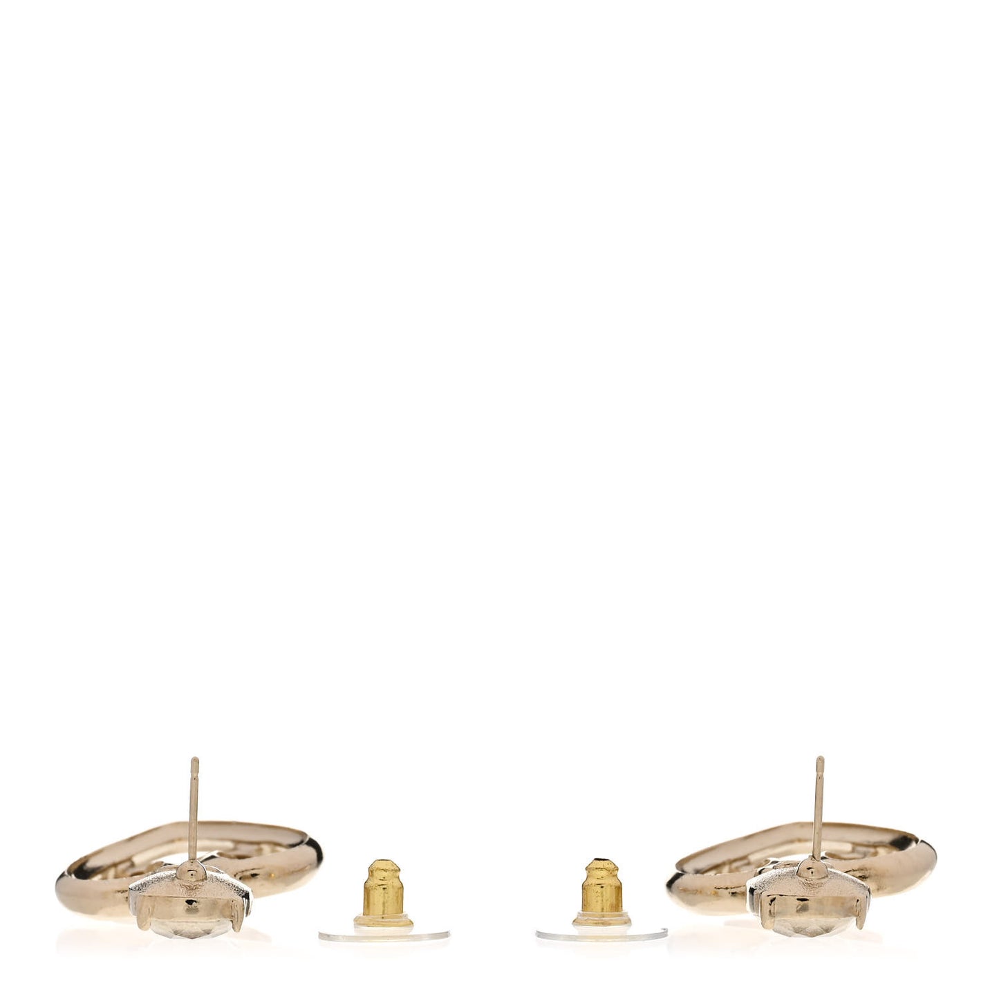 Metal Strass CC Heart Drop Earrings Gold