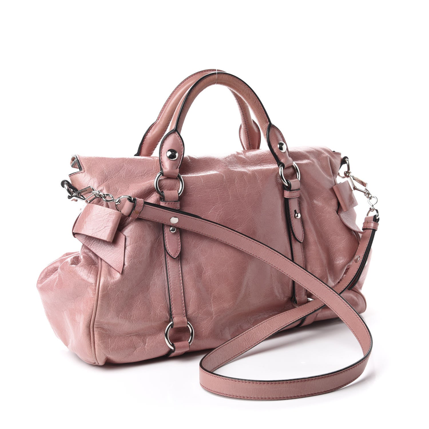 Miu Miu Vitello Lux Medium Bow Bag Loto 4 of 10