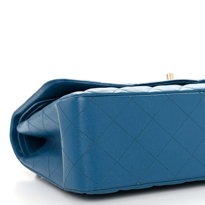 Chanel Caviar Quilted Jumbo Double Flap Blue 9 of 10