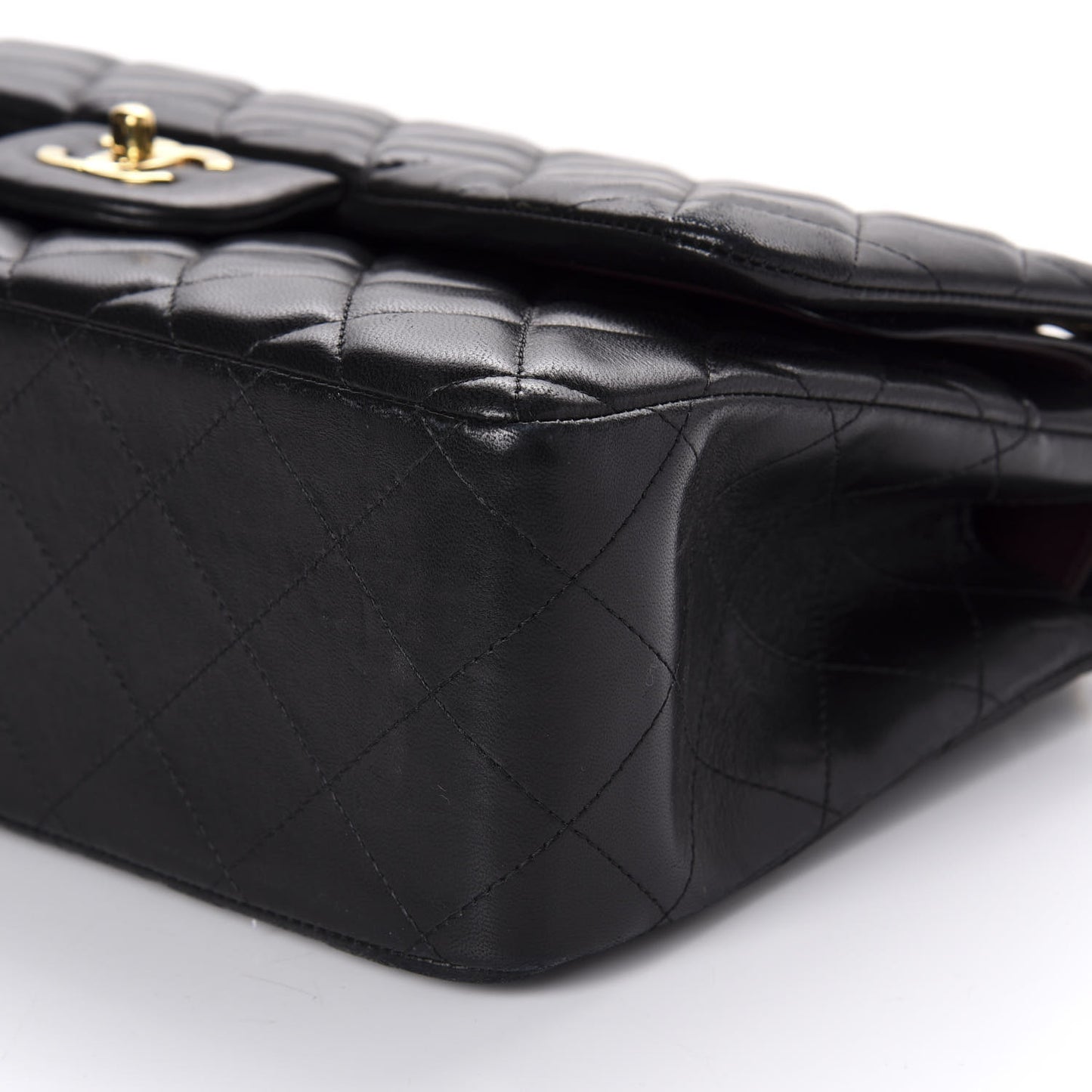 Lambskin Quilted Jumbo Double Flap Black