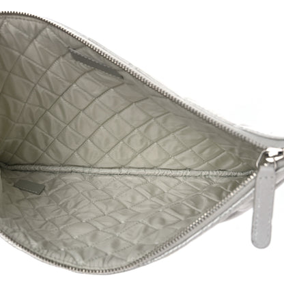 Chanel Metallic Lambskin Star Embossed Medium Cosmetic Pouch Light Silver 5 of 9