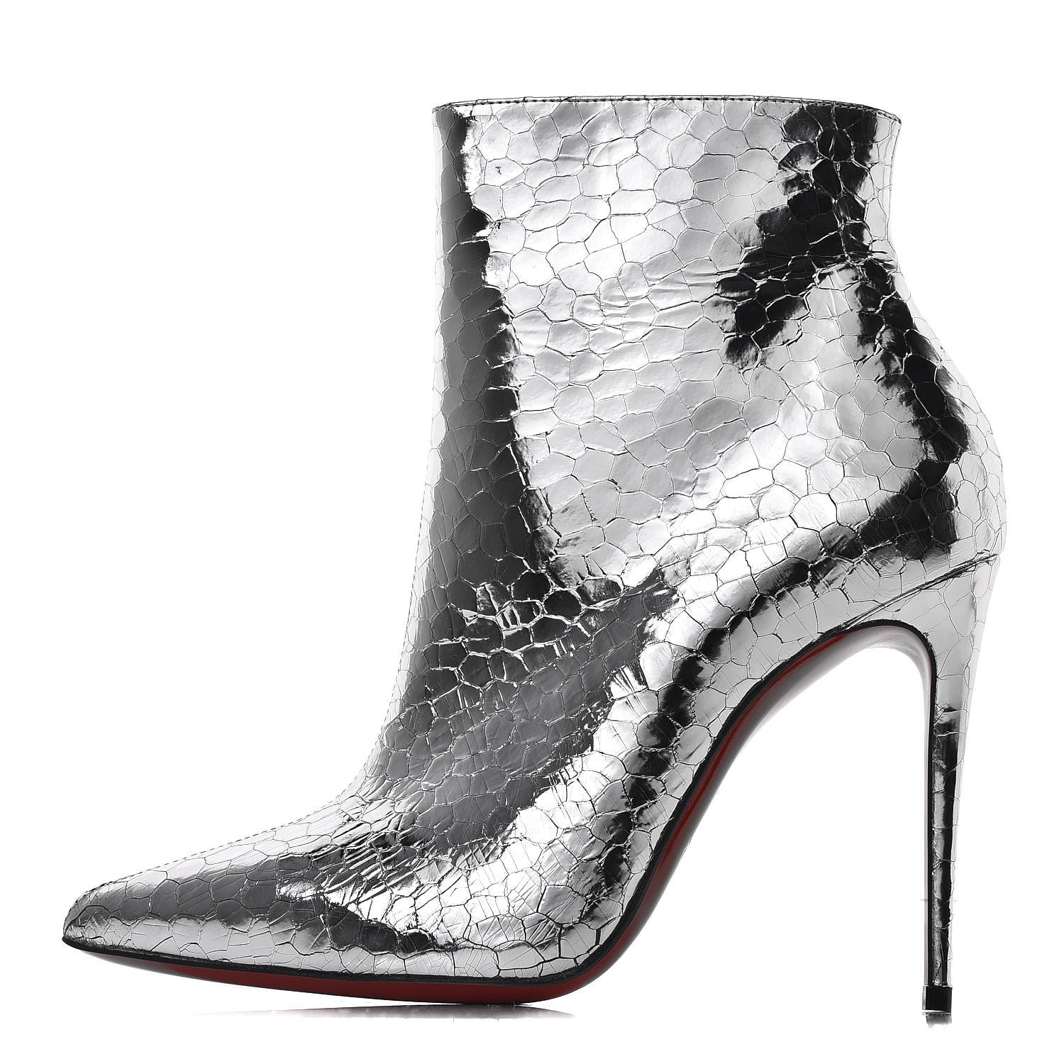 Christian Louboutin Calfskin Craquele So Kate Booty 110 Ankle Boots 36 Silver 1 of 7