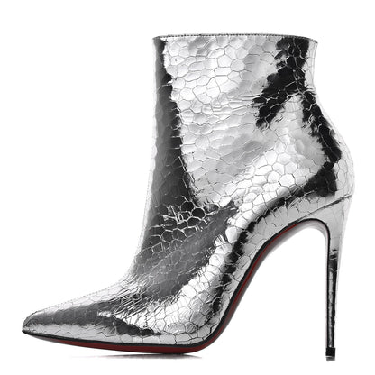 Christian Louboutin Calfskin Craquele So Kate Booty 110 Ankle Boots 36 Silver 1 of 7