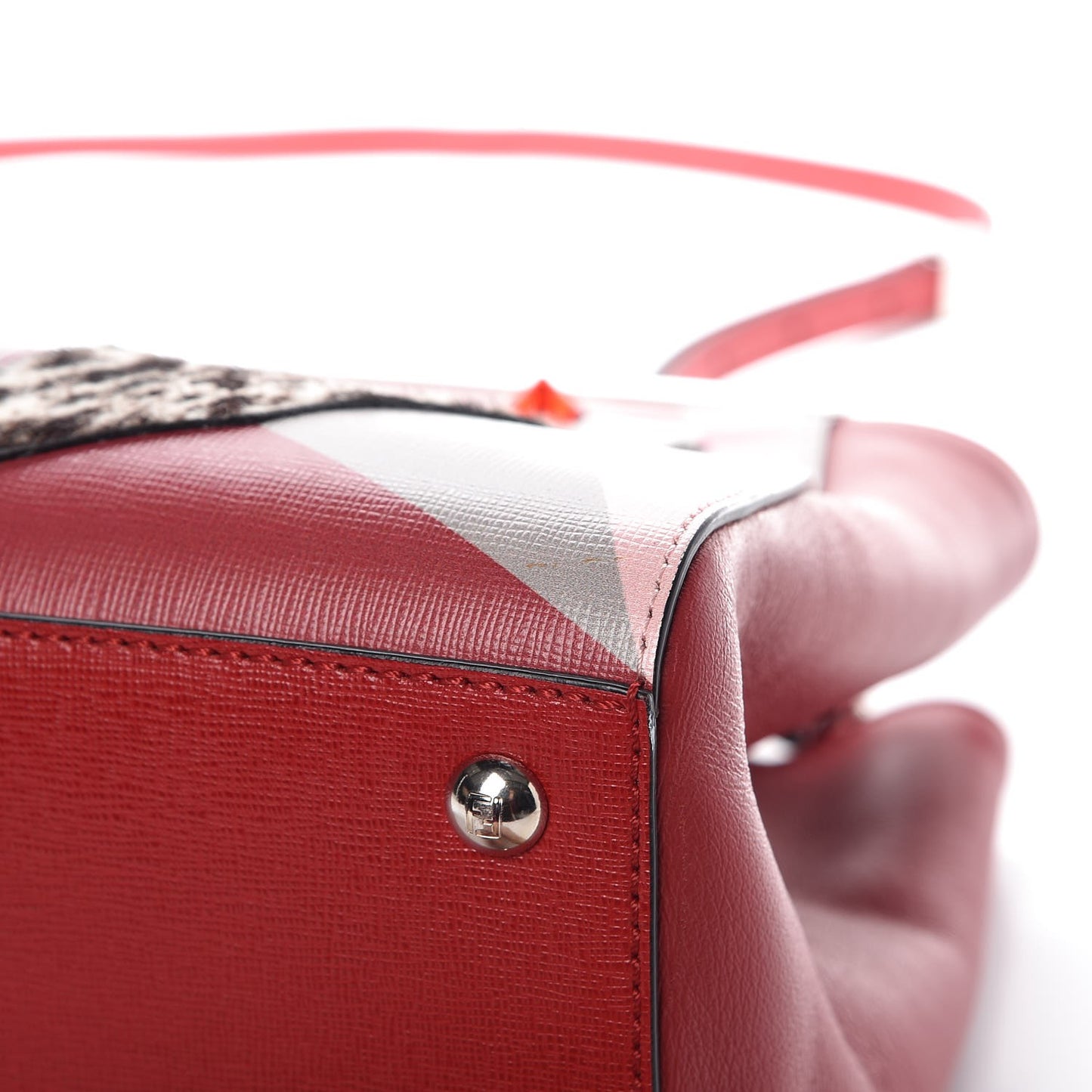 Vitello Elite Calf Hair Python QuTweet Patchwork Petite 2Jours Tote Red