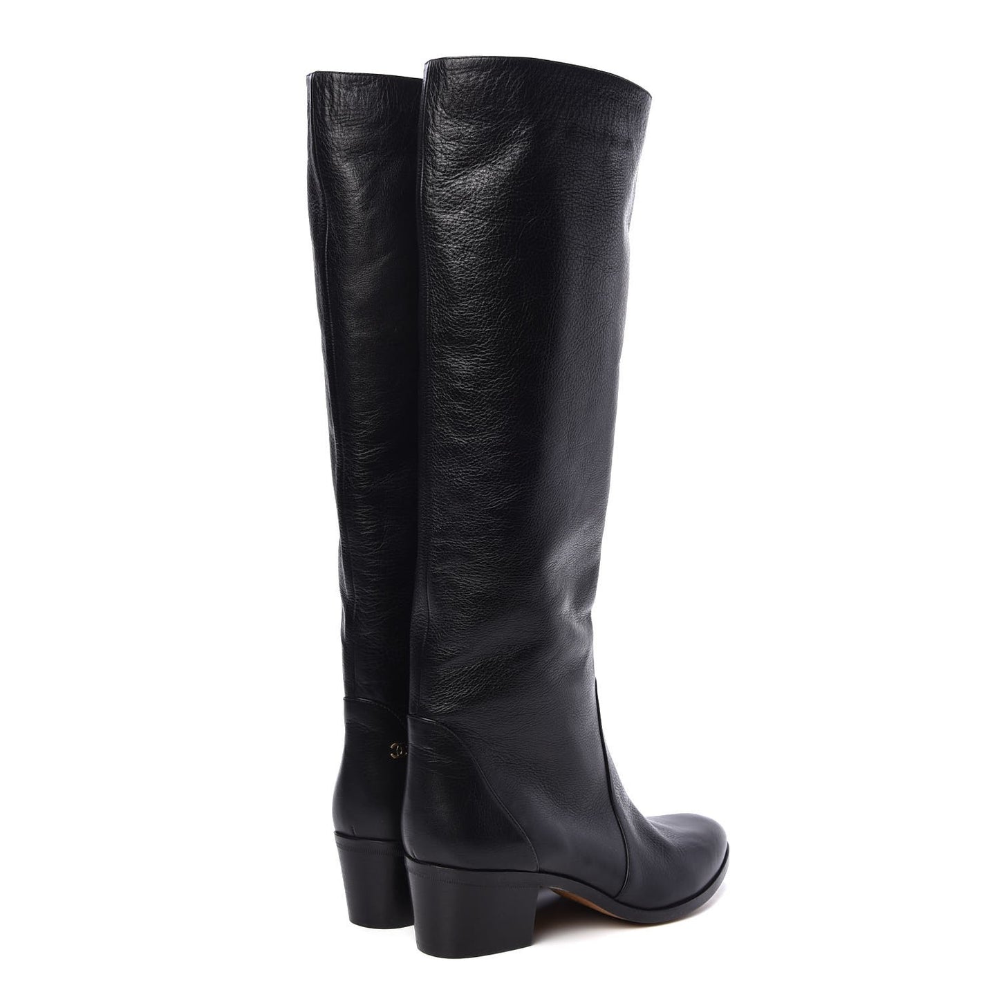 Calfskin Tall Boots 38.5 Black