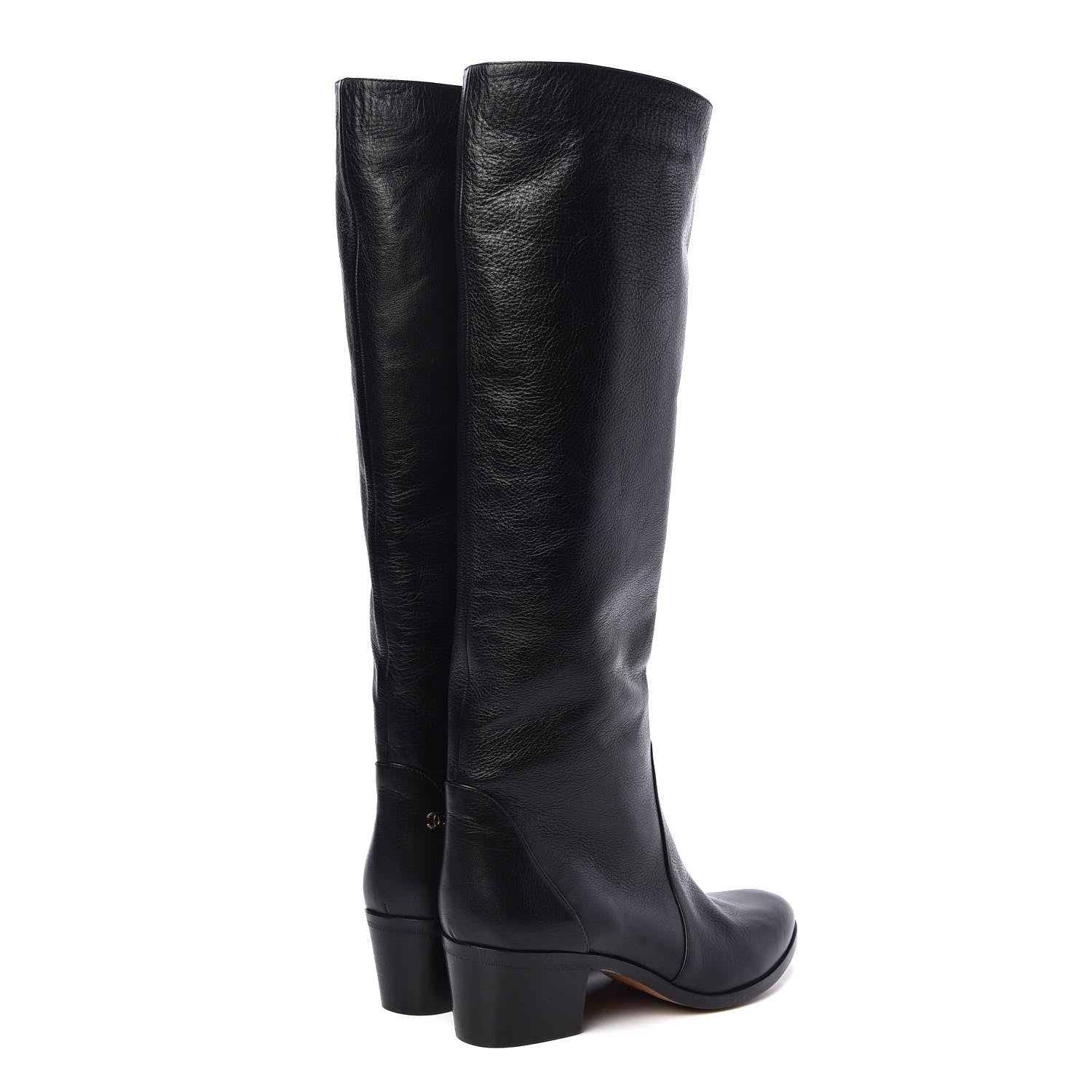 Chanel Calfskin Tall Boots 38.5 Black 4 of 12