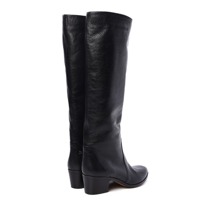 Chanel Calfskin Tall Boots 38.5 Black 4 of 12