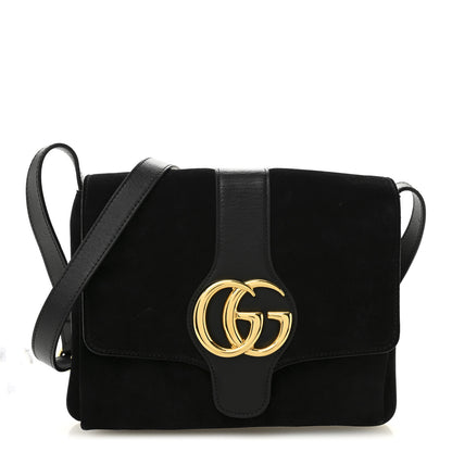 Gucci Suede Medium Arli Flap Shoulder Bag Black 1 of 10