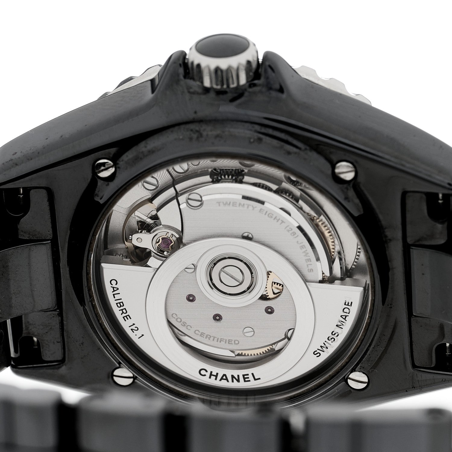 Chanel Stainless Steel Ceramic Diamond 38mm J12 Automatic Watch Black 4 of 4