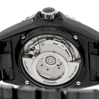Chanel Stainless Steel Ceramic Diamond 38mm J12 Automatic Watch Black 4 of 4