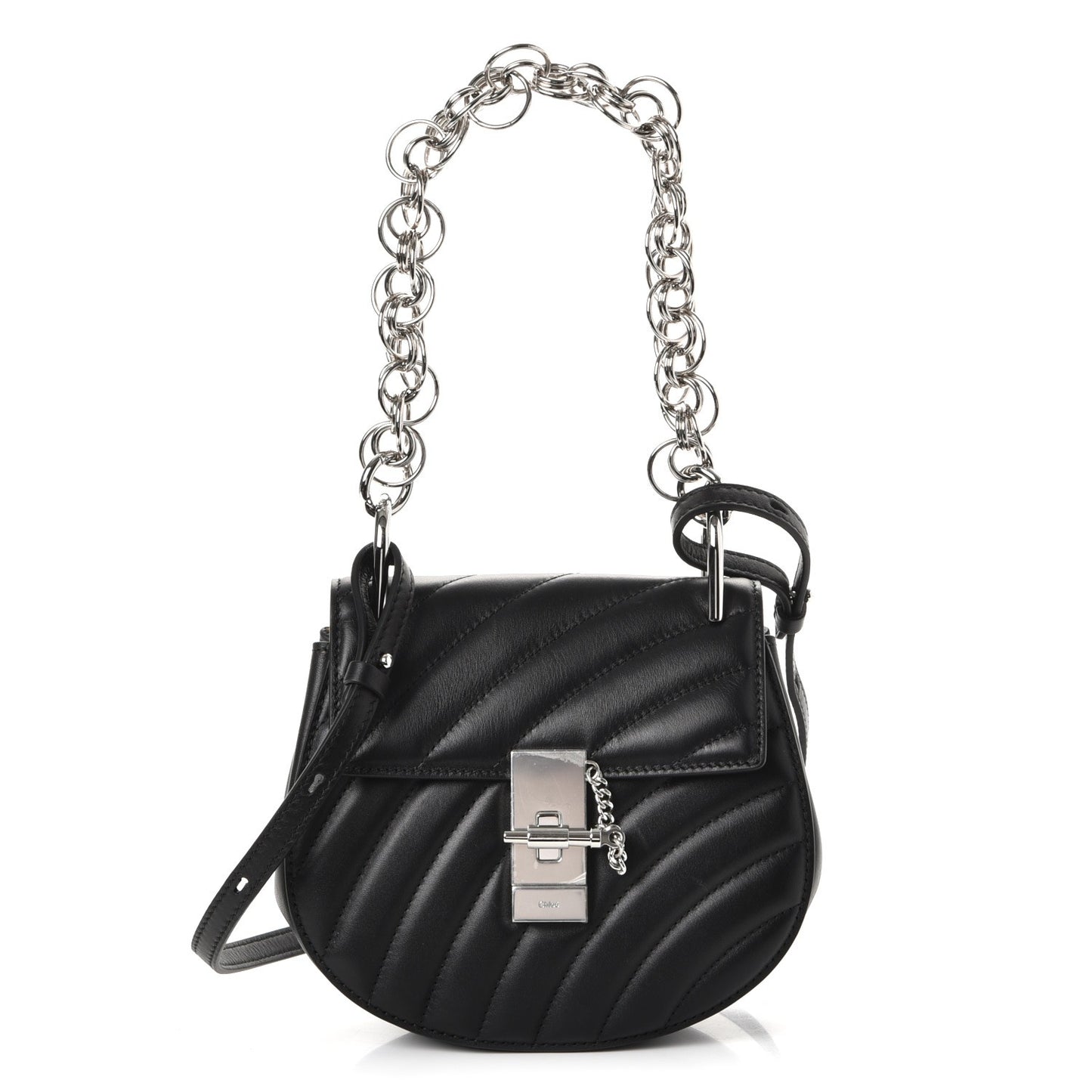 Calfskin Quilted Mini Drew Bijou Shoulder Bag Black