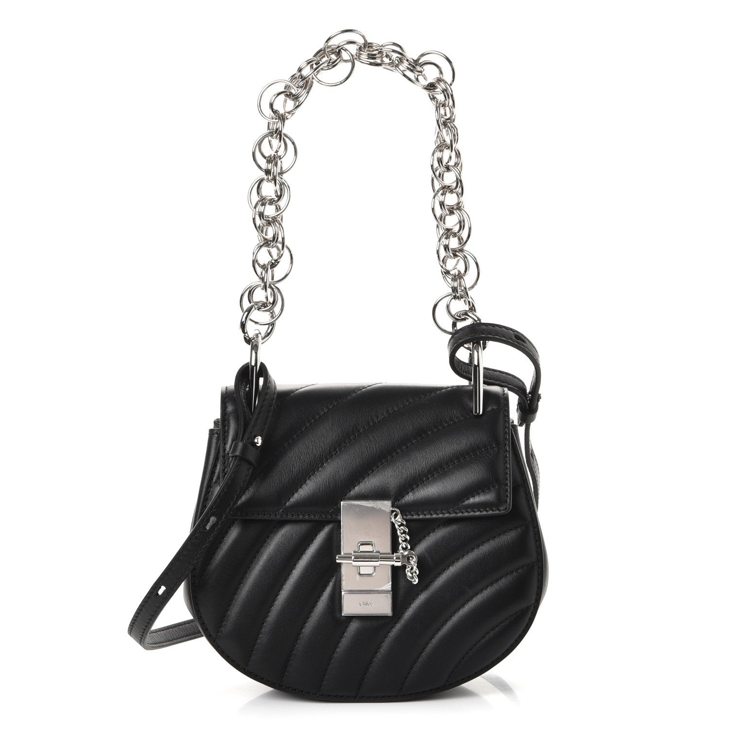 Chloe Calfskin Quilted Mini Drew Bijou Shoulder Bag Black 1 of 7