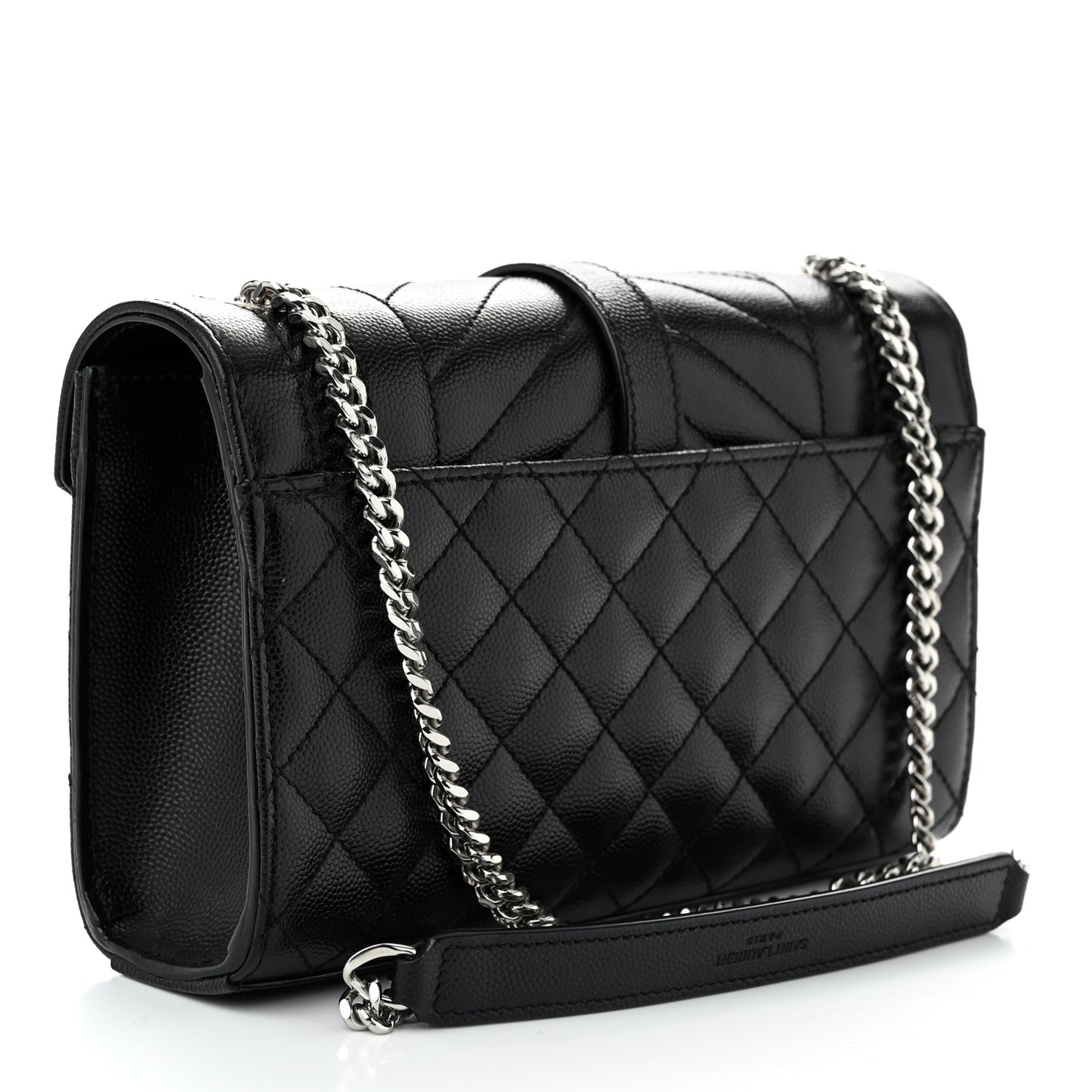 Grain De Poudre Textured Mixed Matelasse Triquilt Small Monogram Satchel Black