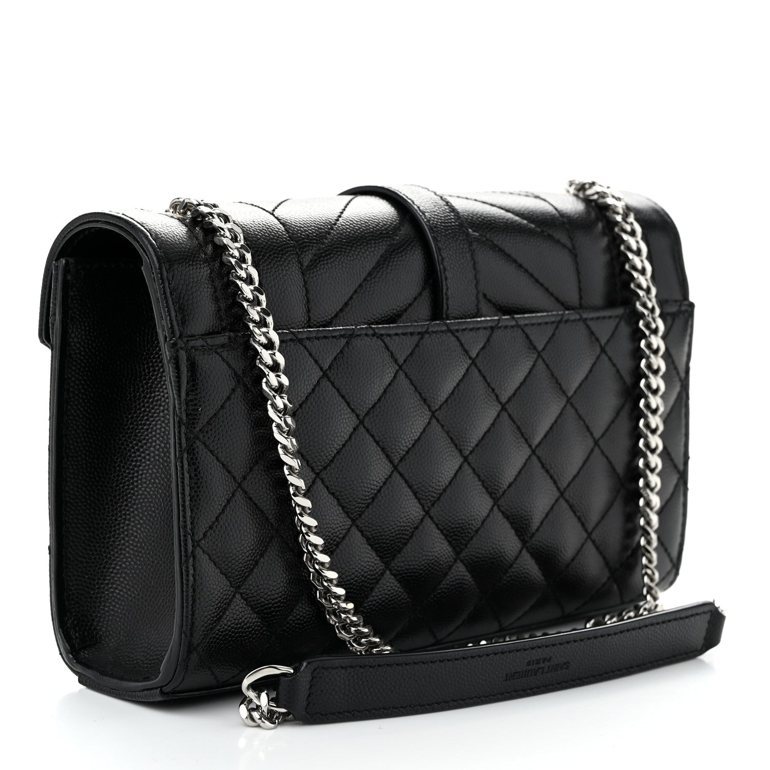 Saint Laurent Grain De Poudre Textured Mixed Matelasse Triquilt Small Monogram Satchel Black 3 of 10