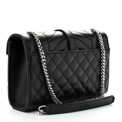 Saint Laurent Grain De Poudre Textured Mixed Matelasse Triquilt Small Monogram Satchel Black 3 of 10