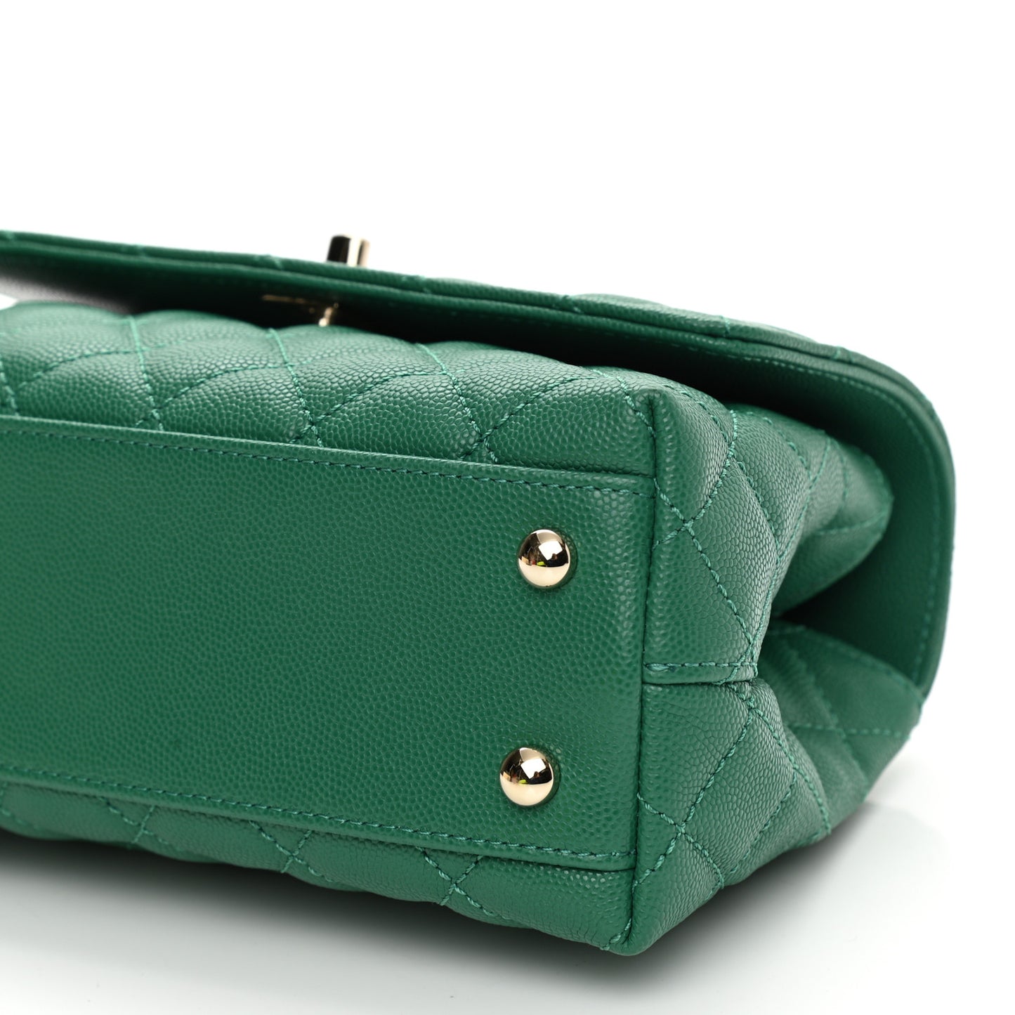 Caviar Quilted Mini Coco Handle Flap Green
