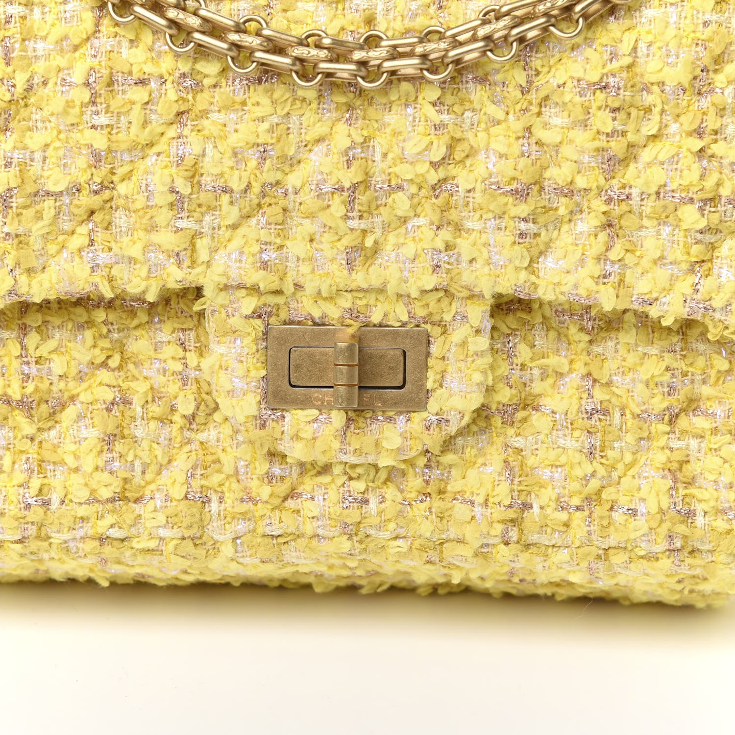 Chanel Tweed Quilted 2.55 Reissue Mini Flap Yellow 10 of 10