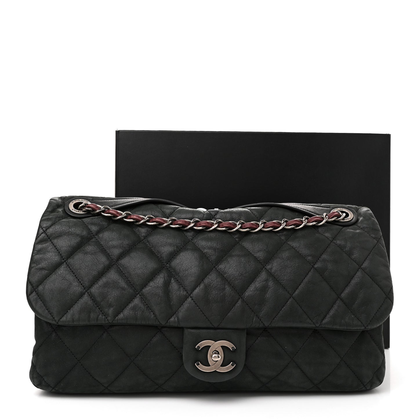 Iridescent Calfskin In The Mix Jumbo Flap Green Black