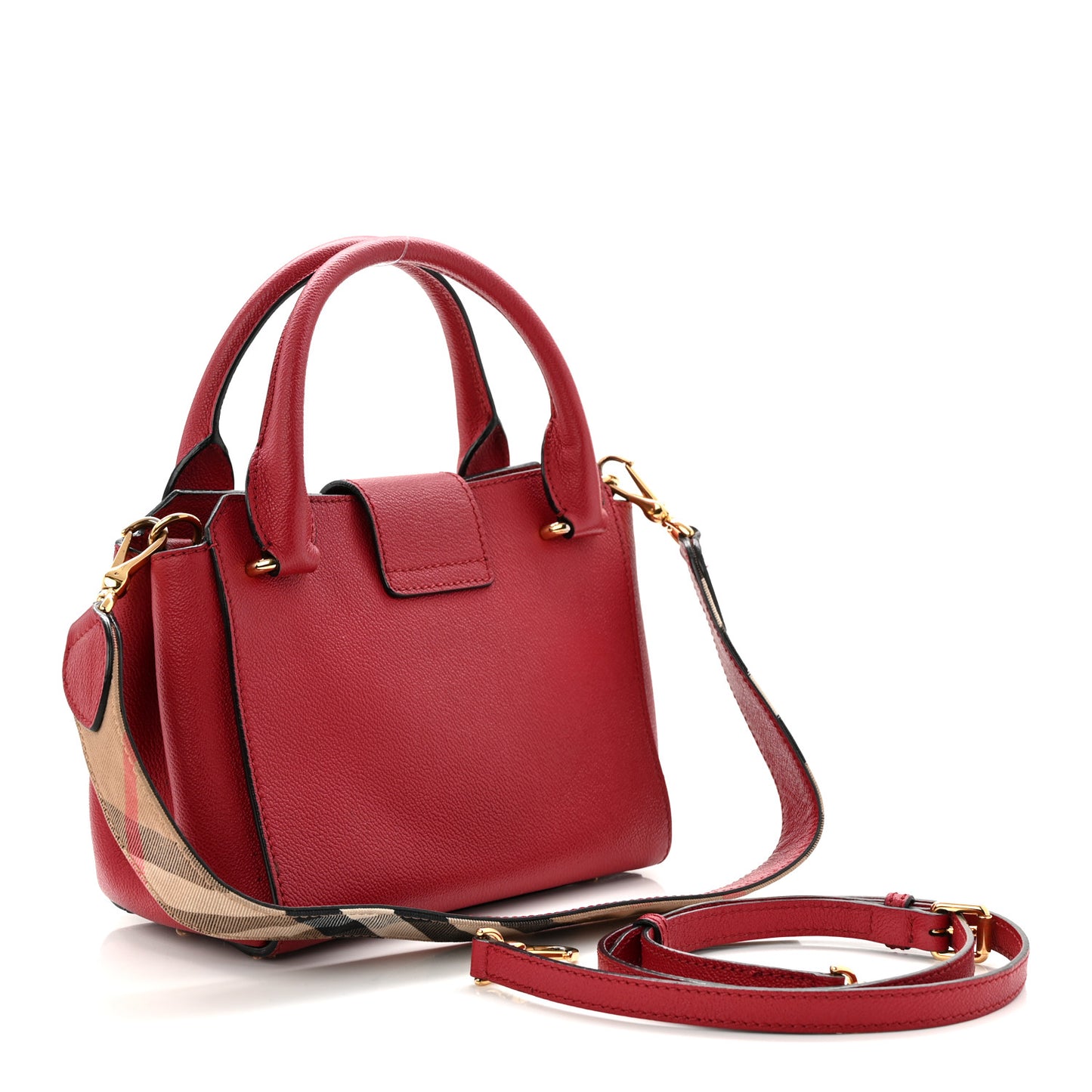 Soft Grain Calfskin Small Buckle Tote Parade Red