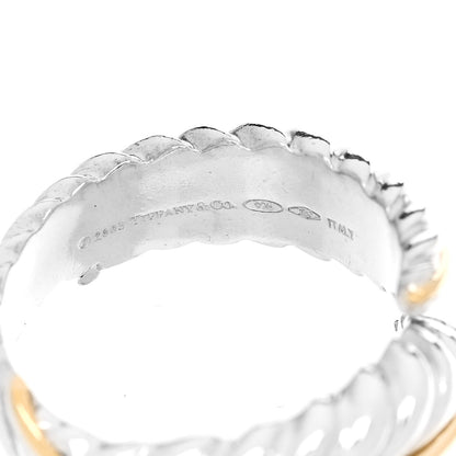 Tiffany Sterling Silver 18K Yellow Gold Leaf Bypass Ring 54 7 4 of 4