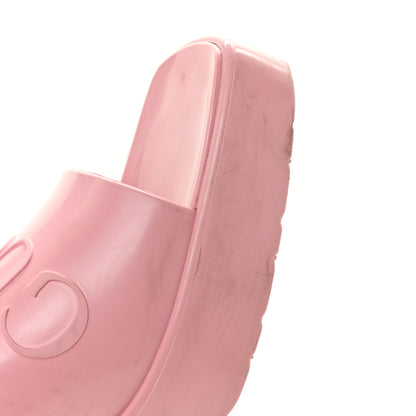 Gucci Rubber Gucci Logo Womens Platform 20/60mm Slide Sandals 41 Wild Rose 10 of 13