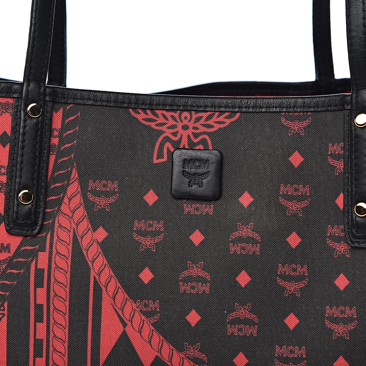 MCM Visetos Large Liz Reversible Shopper Red Black 23 of 23