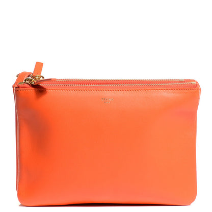 Celine Lambskin Small Trio Crossbody Bag Bright Orange 1 of 8