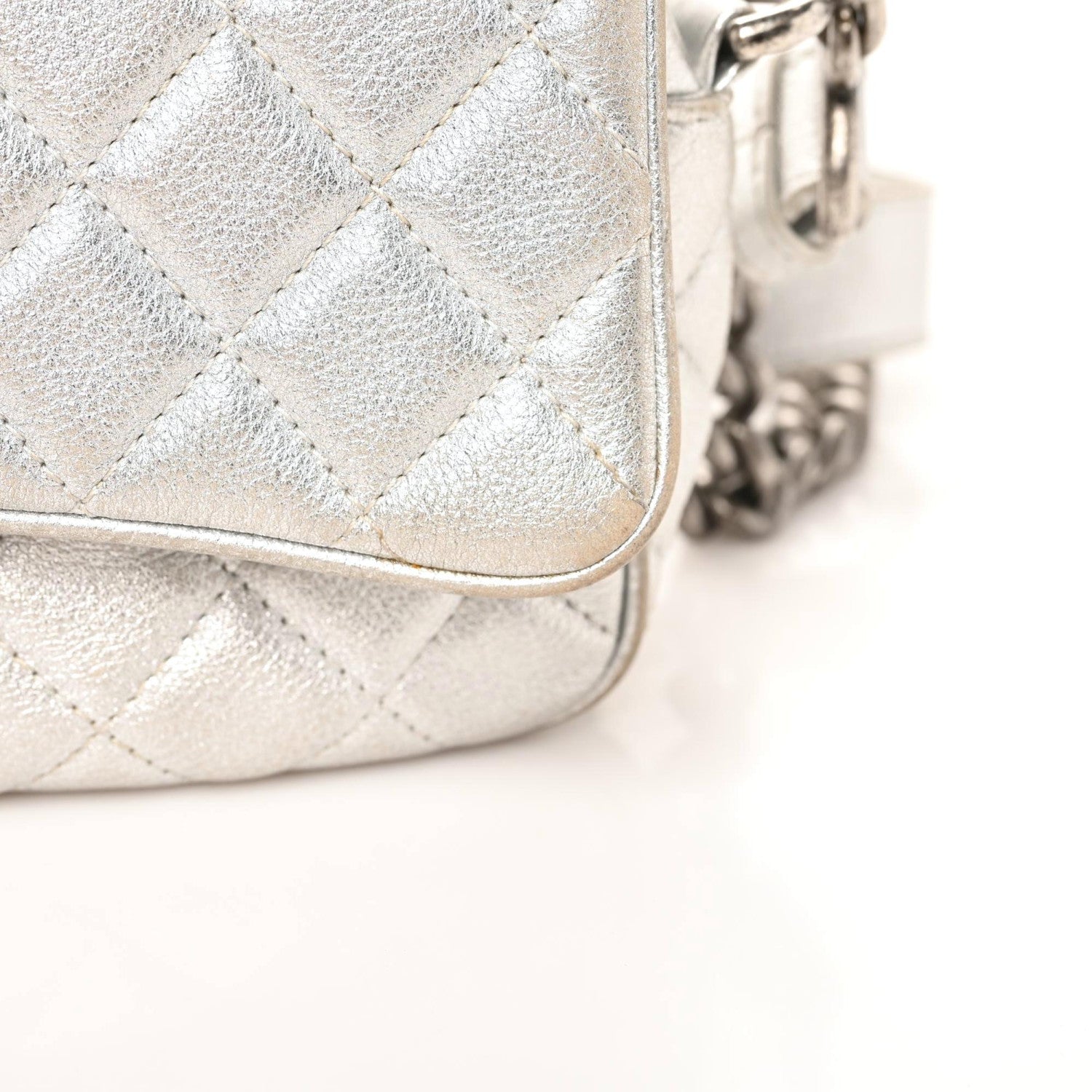 Chanel Metallic Grained Calfskin Quilted Small Casual Rock Flap Silver 8 of 12