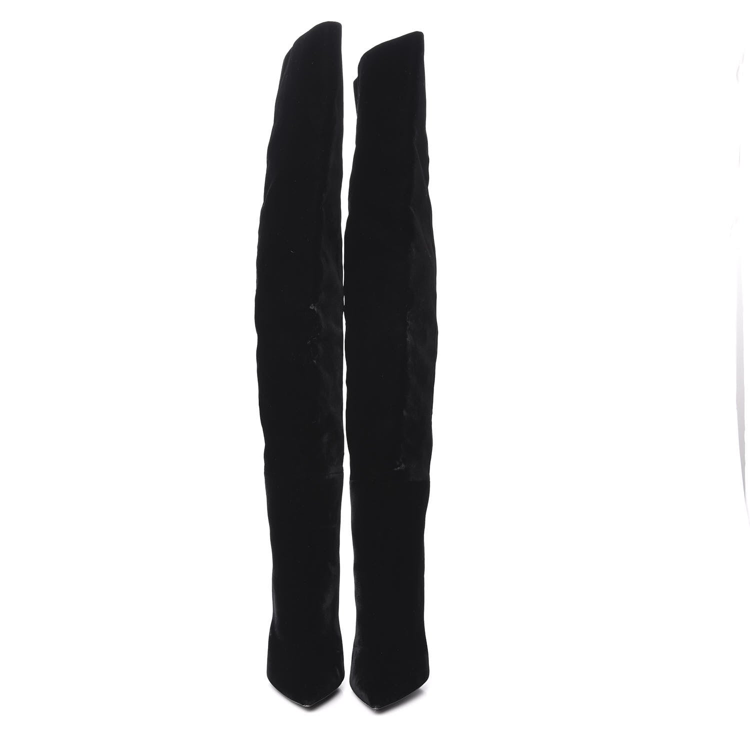 Saint Laurent Velvet Niki 105 Thigh High Boots 36.5 Black 2 of 8