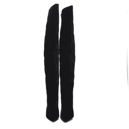 Saint Laurent Velvet Niki 105 Thigh High Boots 36.5 Black 2 of 8