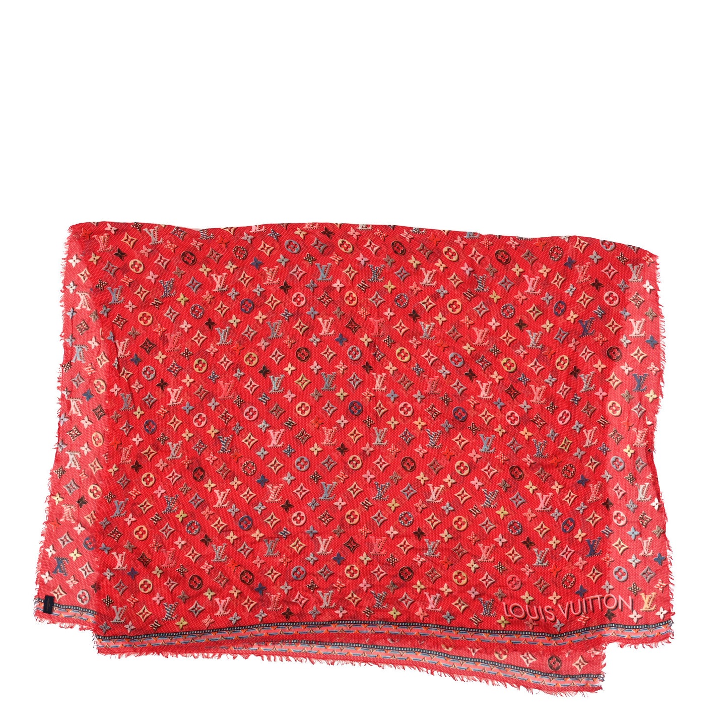 Silk Pop Monogram Stole Flamingo