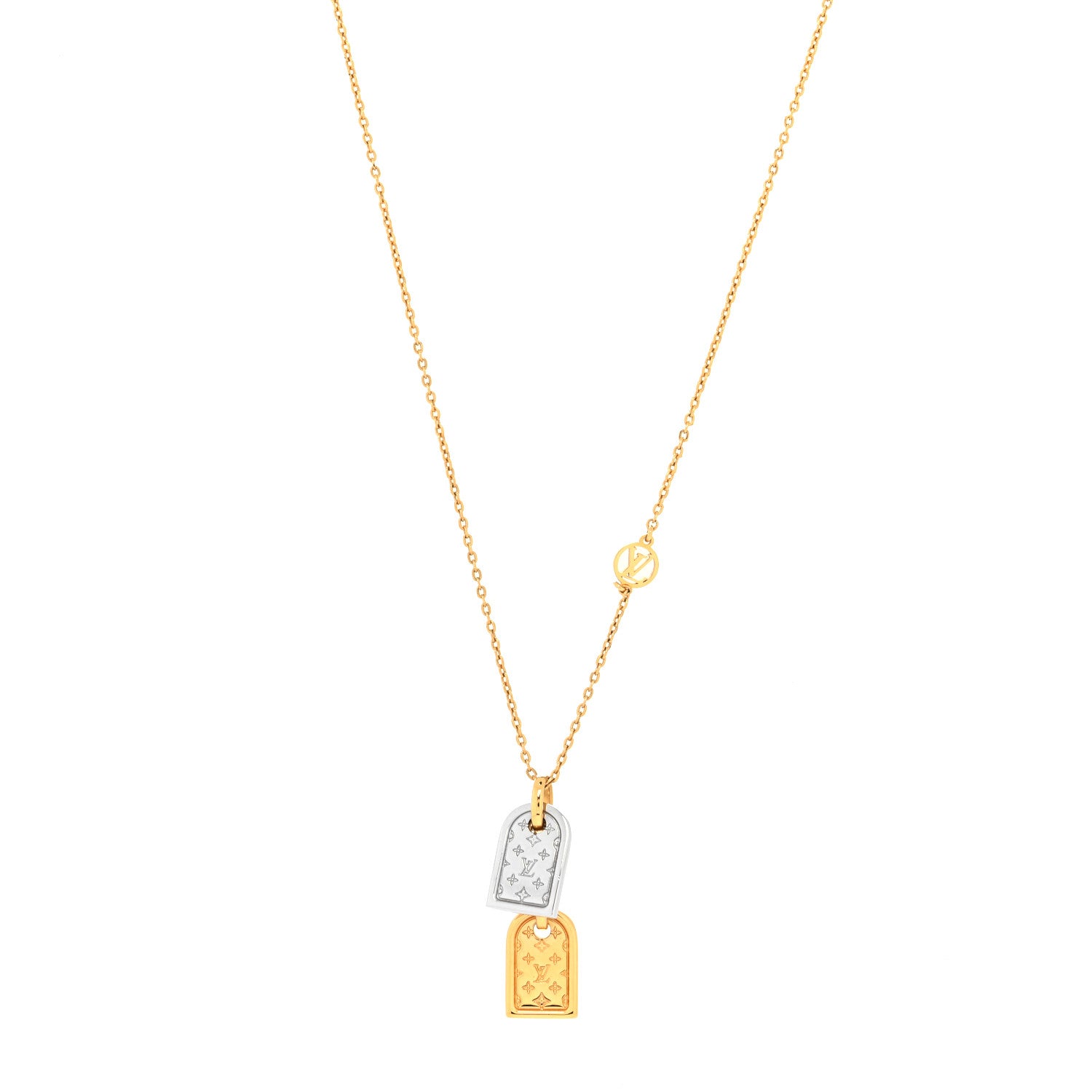 Louis Vuitton Nanogram Name Tag Necklace Gold 1 of 6