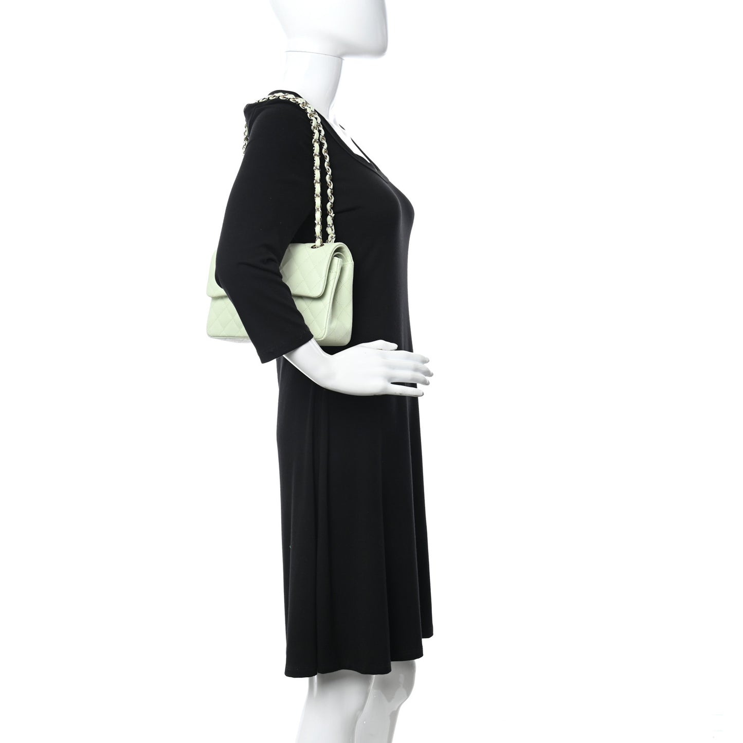 Caviar Quilted Small Double Flap Light Green