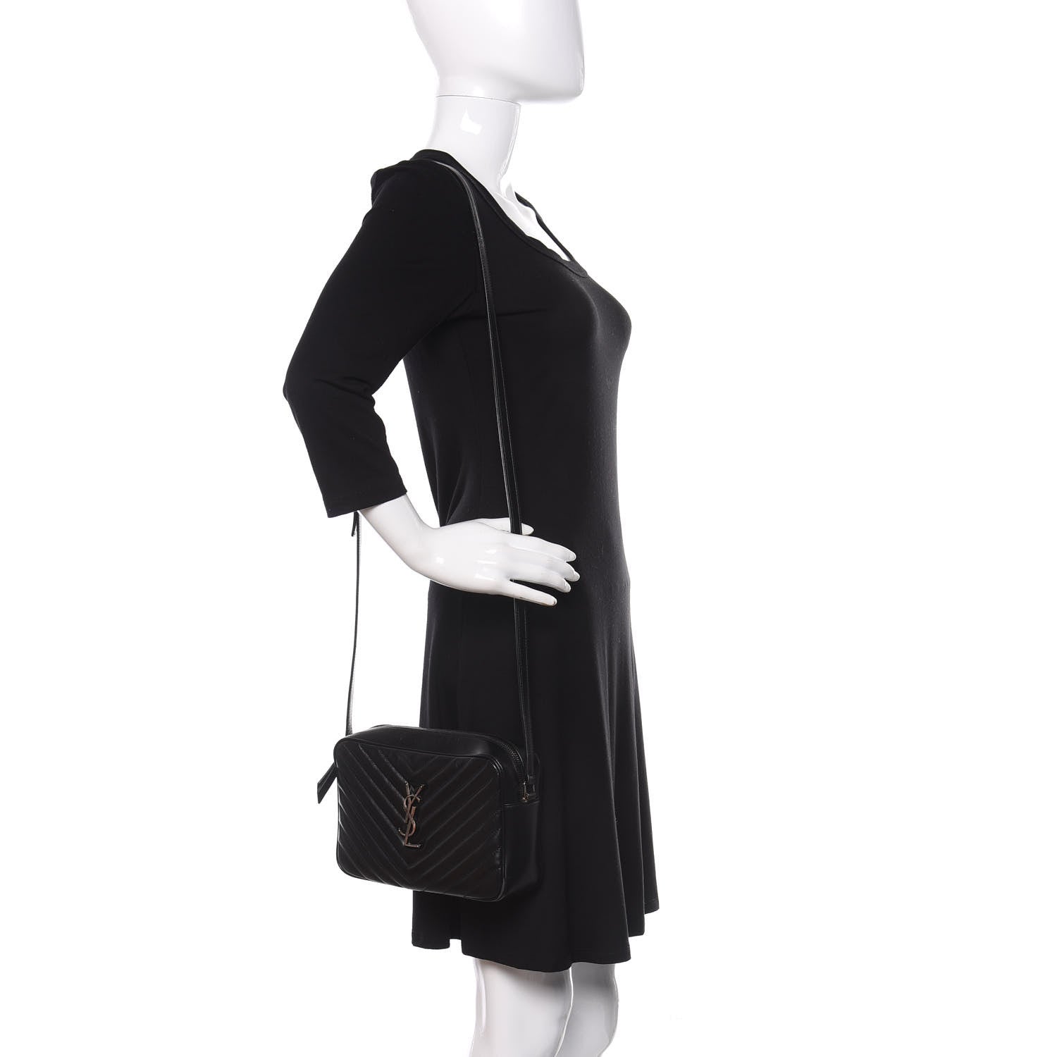 Saint Laurent Calfskin Matelasse Monogram Lou Camera Bag Black 2 of 14