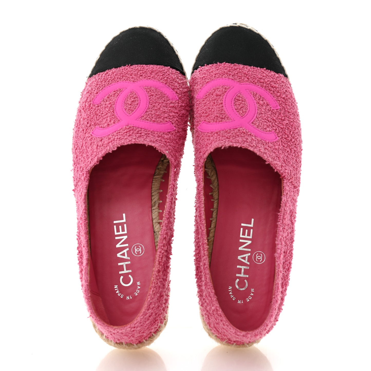 Fabric Grosgrain CC Espadrilles 38 Dark Pink Black