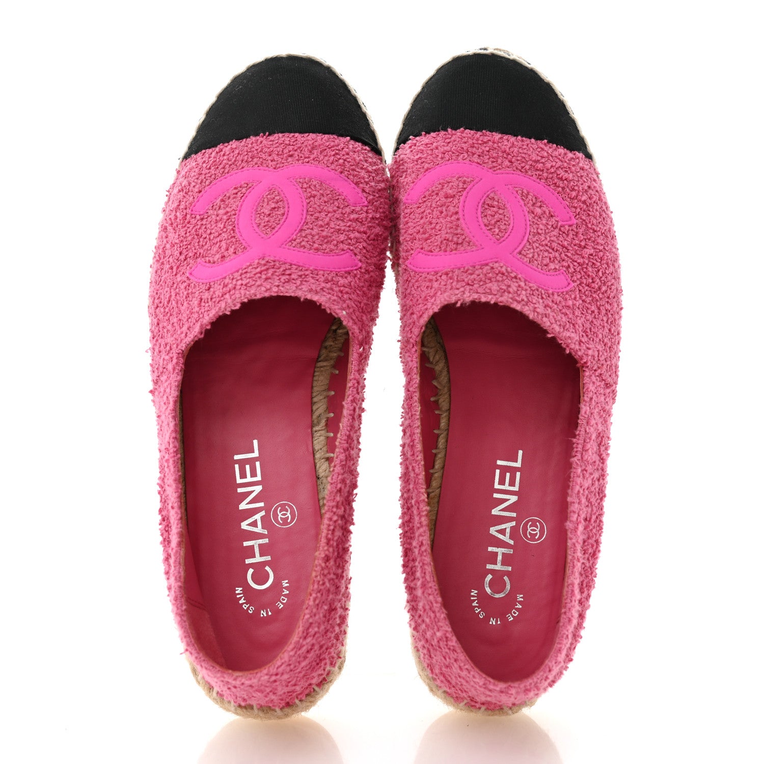 Chanel Fabric Grosgrain CC Espadrilles 38 Dark Pink Black 2 of 10