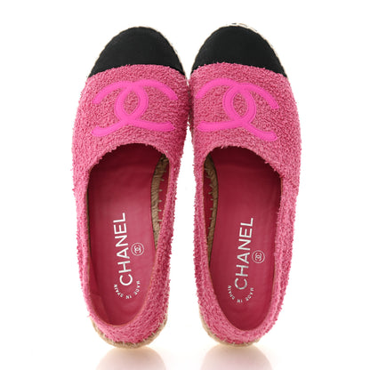 Chanel Fabric Grosgrain CC Espadrilles 38 Dark Pink Black 2 of 10