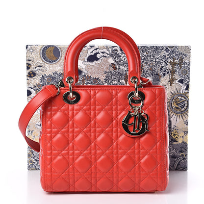 Christian Dior Lambskin Cannage Medium Lady Dior Red 10 of 10