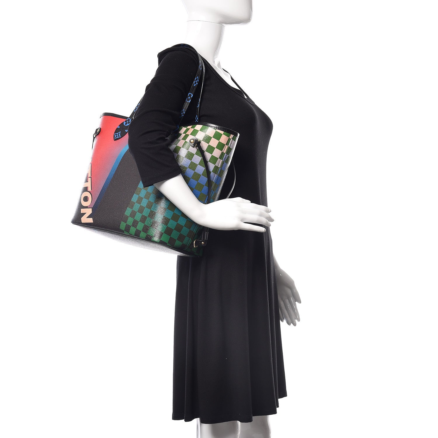 Louis Vuitton Damier Race Neverfull MM Noir Rouge 2 of 18