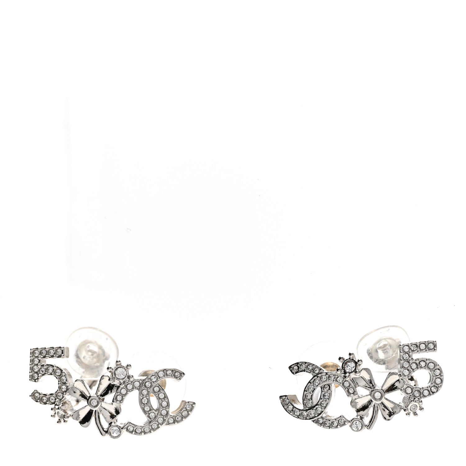 Chanel Crystal Star 5 CC Earrings Silver 1 of 5