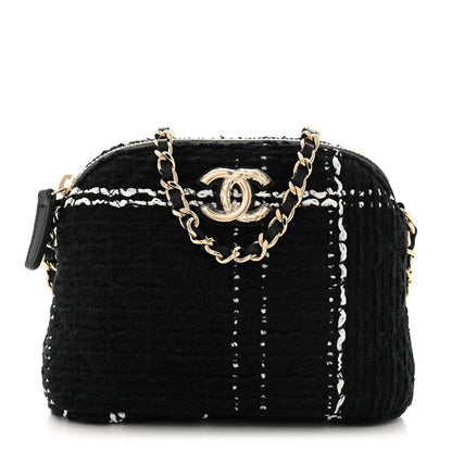 Chanel Tweed Quilted Mini Clutch With Chain Black White 1 of 10