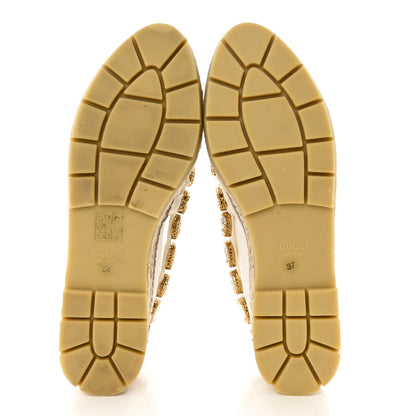 Gucci Canvas Crystal Embellished Platform Espadrilles 37 Great White 5 of 9