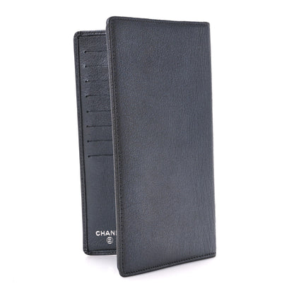 Chanel Metallic Goatskin Camellia Yen Wallet Navy 3 of 12