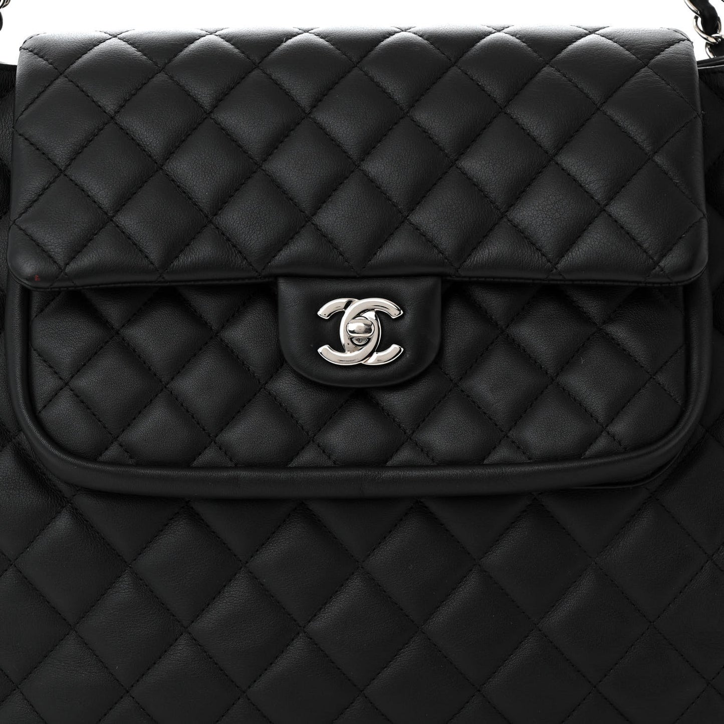 Calfskin Quilted Flap Tote Black